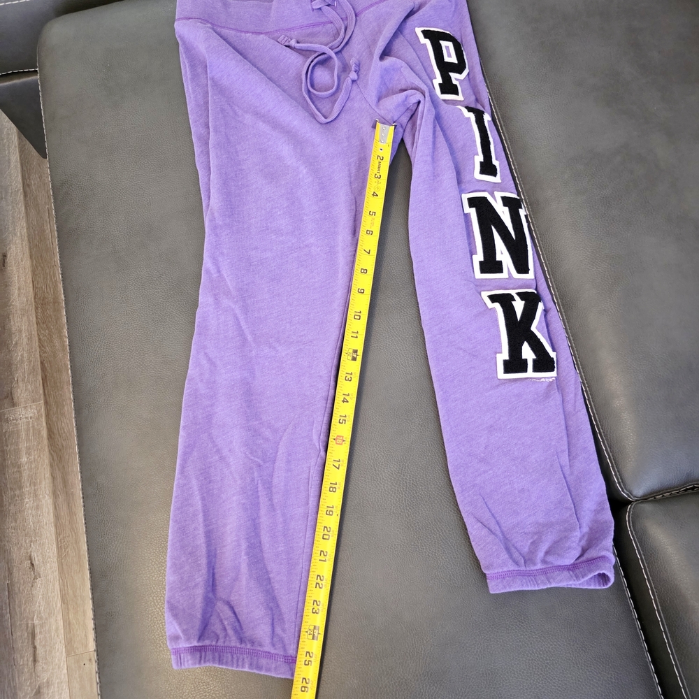 Victoria's Secret PINK Y2K Lavender Purple Black Varsity Patch Sweatsuit Set - M - Picture 8 of 8